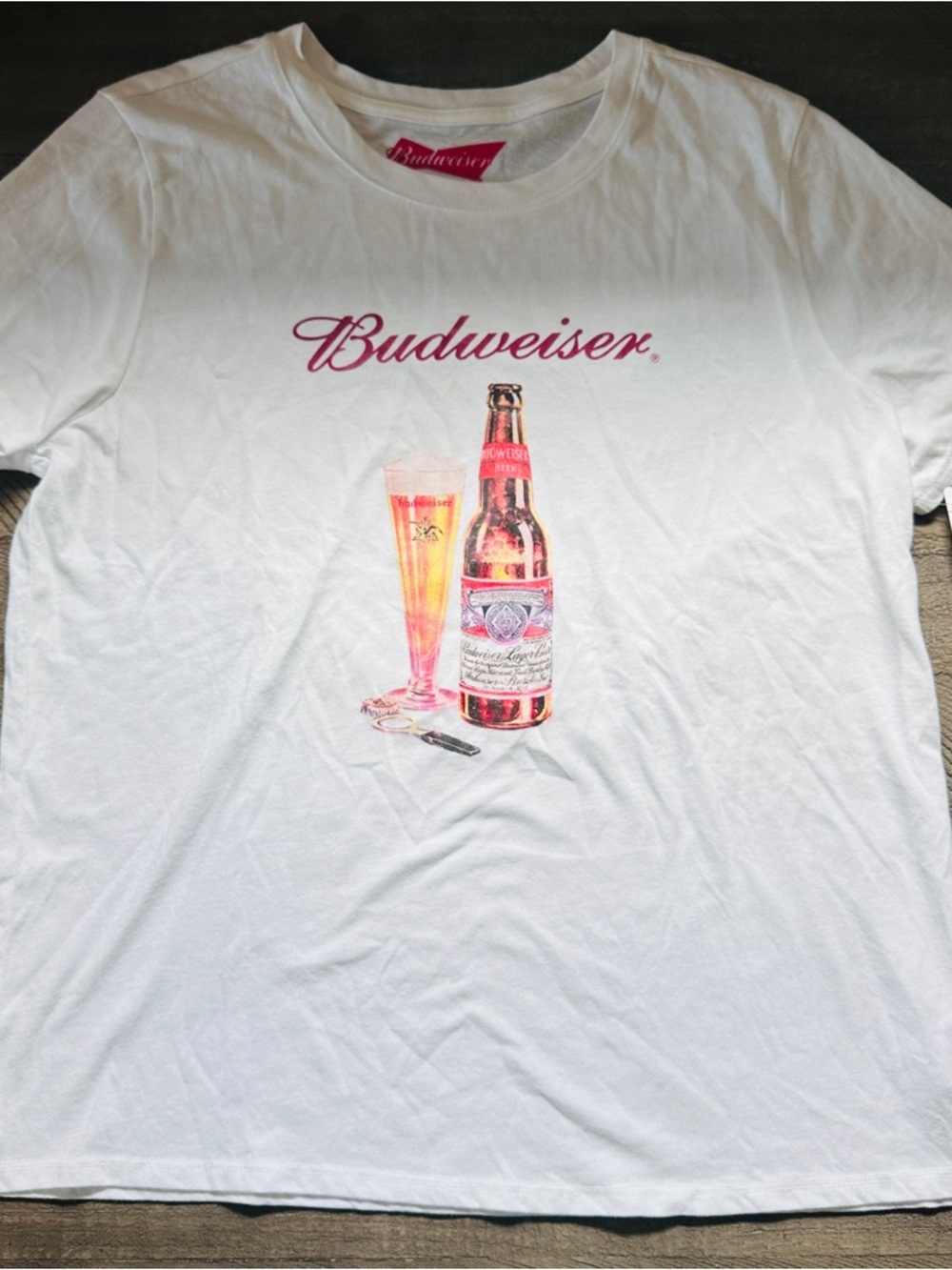 Budweiser Lucky Brand Graphic T Shirt White Beer Logo Tee Women’s Casual Large - Picture 2 of 7